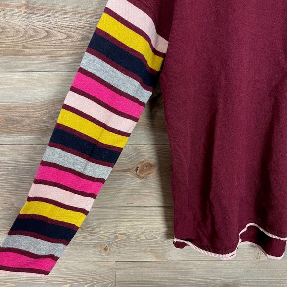 Boden Berwick Striped Sleeve Maroon Red Sweater - Picture 6 of 11